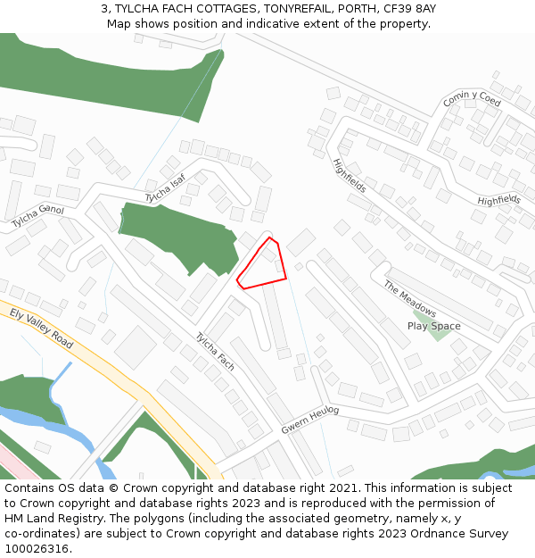 3, TYLCHA FACH COTTAGES, TONYREFAIL, PORTH, CF39 8AY: Location map and indicative extent of plot