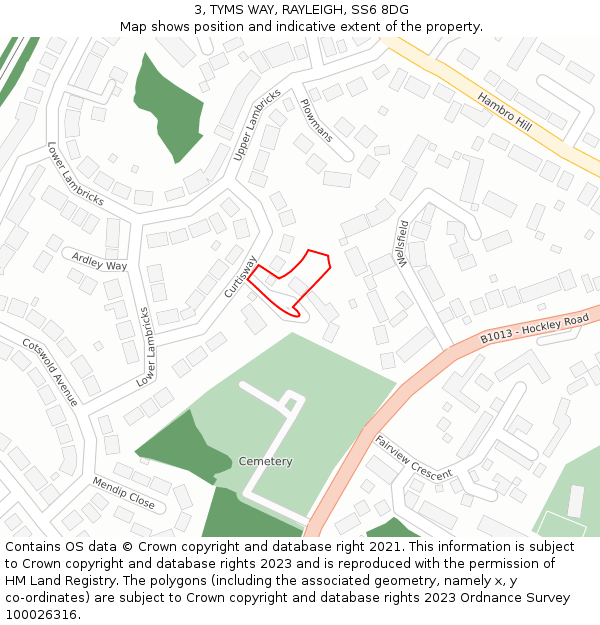 3, TYMS WAY, RAYLEIGH, SS6 8DG: Location map and indicative extent of plot