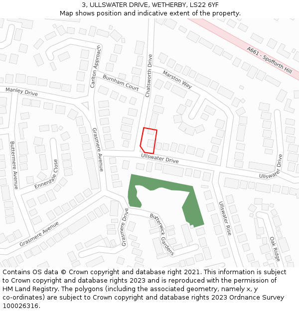 3, ULLSWATER DRIVE, WETHERBY, LS22 6YF: Location map and indicative extent of plot