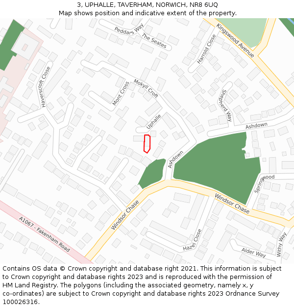3, UPHALLE, TAVERHAM, NORWICH, NR8 6UQ: Location map and indicative extent of plot