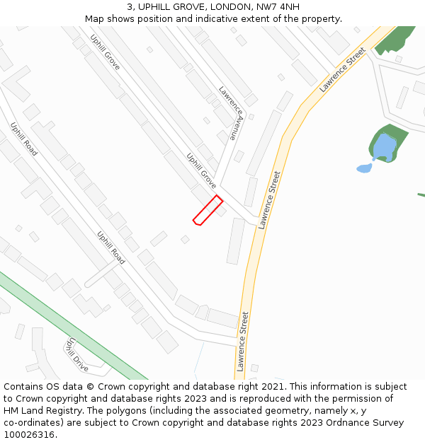 3, UPHILL GROVE, LONDON, NW7 4NH: Location map and indicative extent of plot