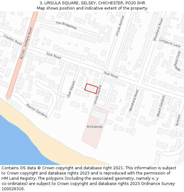 3, URSULA SQUARE, SELSEY, CHICHESTER, PO20 0HR: Location map and indicative extent of plot