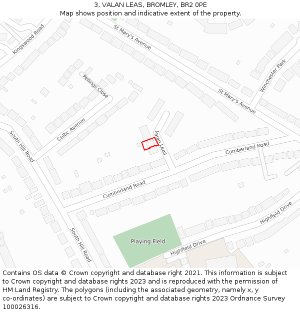 3, VALAN LEAS, BROMLEY, BR2 0PE: Location map and indicative extent of plot