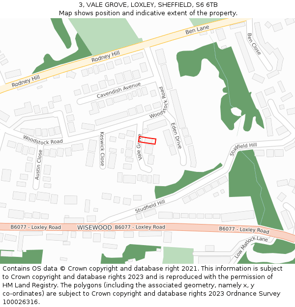 3, VALE GROVE, LOXLEY, SHEFFIELD, S6 6TB: Location map and indicative extent of plot