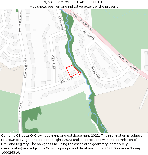 3, VALLEY CLOSE, CHEADLE, SK8 1HZ: Location map and indicative extent of plot