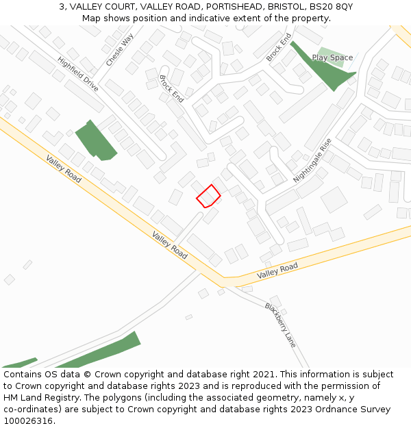 3, VALLEY COURT, VALLEY ROAD, PORTISHEAD, BRISTOL, BS20 8QY: Location map and indicative extent of plot