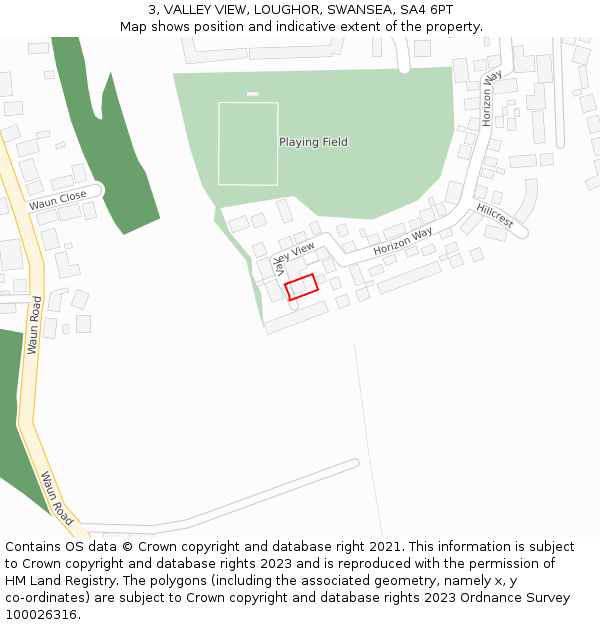 3, VALLEY VIEW, LOUGHOR, SWANSEA, SA4 6PT: Location map and indicative extent of plot