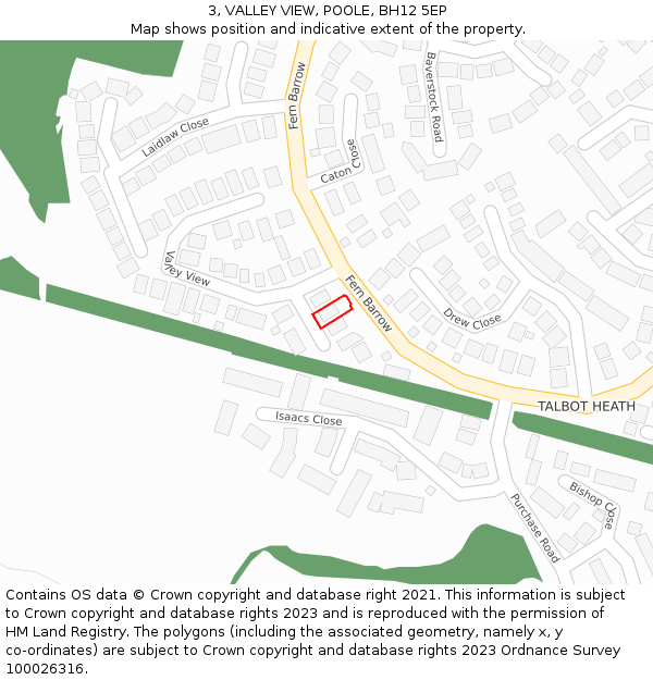 3, VALLEY VIEW, POOLE, BH12 5EP: Location map and indicative extent of plot