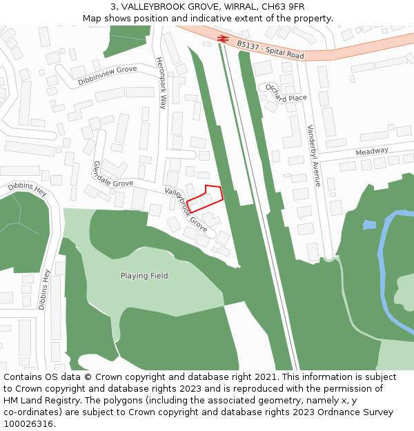 3, VALLEYBROOK GROVE, WIRRAL, CH63 9FR: Location map and indicative extent of plot
