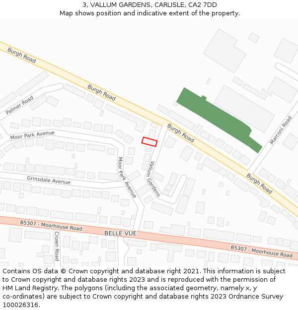 3, VALLUM GARDENS, CARLISLE, CA2 7DD: Location map and indicative extent of plot