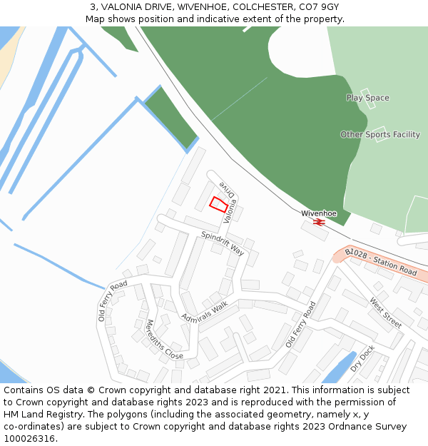 3, VALONIA DRIVE, WIVENHOE, COLCHESTER, CO7 9GY: Location map and indicative extent of plot