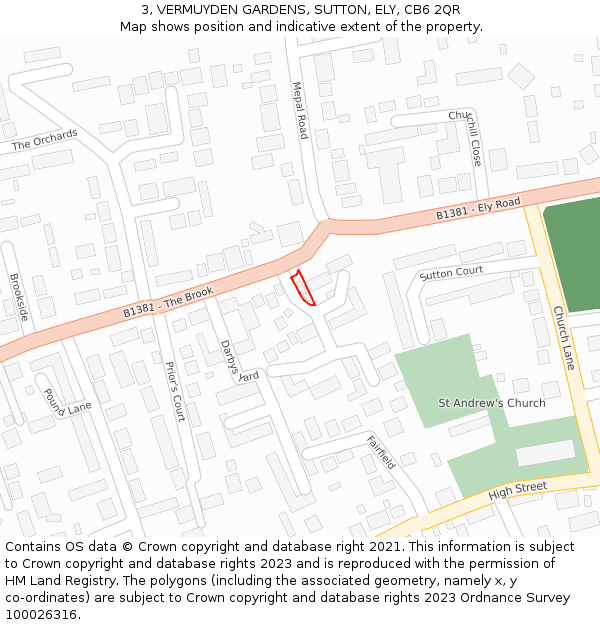 3, VERMUYDEN GARDENS, SUTTON, ELY, CB6 2QR: Location map and indicative extent of plot