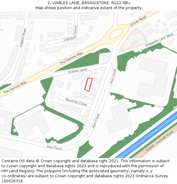 3, VIABLES LANE, BASINGSTOKE, RG22 4BU: Location map and indicative extent of plot