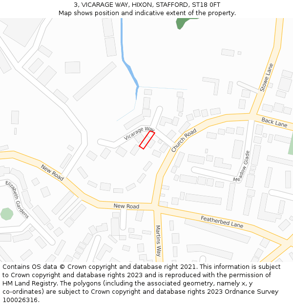 3, VICARAGE WAY, HIXON, STAFFORD, ST18 0FT: Location map and indicative extent of plot