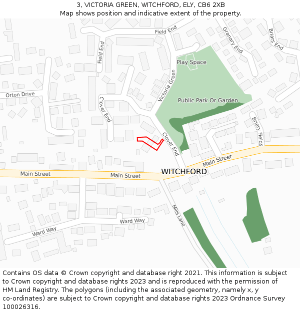 3, VICTORIA GREEN, WITCHFORD, ELY, CB6 2XB: Location map and indicative extent of plot