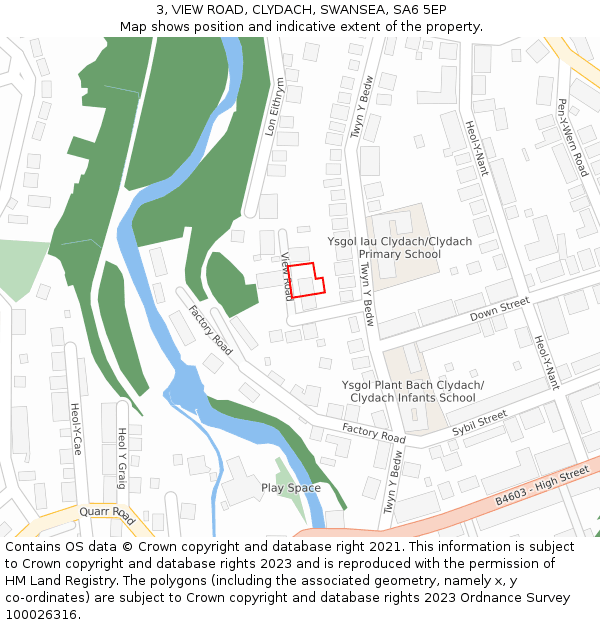 3, VIEW ROAD, CLYDACH, SWANSEA, SA6 5EP: Location map and indicative extent of plot