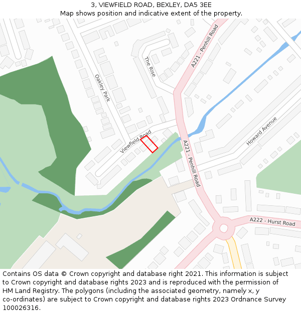 3, VIEWFIELD ROAD, BEXLEY, DA5 3EE: Location map and indicative extent of plot
