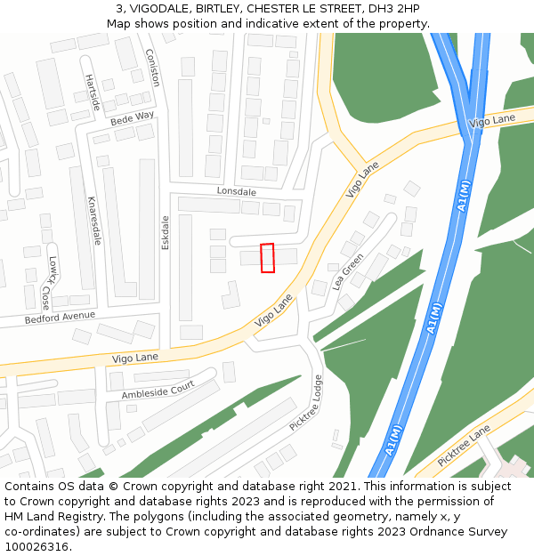 3, VIGODALE, BIRTLEY, CHESTER LE STREET, DH3 2HP: Location map and indicative extent of plot