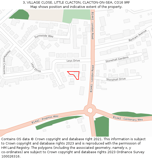 3, VILLAGE CLOSE, LITTLE CLACTON, CLACTON-ON-SEA, CO16 9RF: Location map and indicative extent of plot
