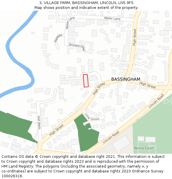 3, VILLAGE FARM, BASSINGHAM, LINCOLN, LN5 9FS: Location map and indicative extent of plot