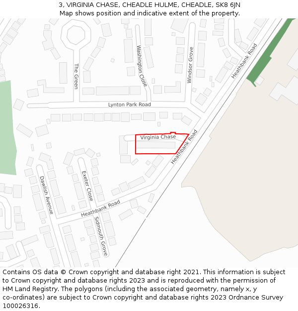 3, VIRGINIA CHASE, CHEADLE HULME, CHEADLE, SK8 6JN: Location map and indicative extent of plot