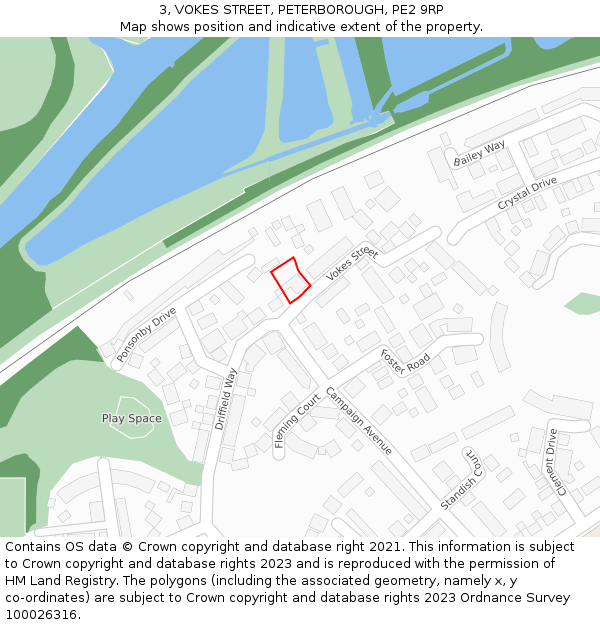 3, VOKES STREET, PETERBOROUGH, PE2 9RP: Location map and indicative extent of plot