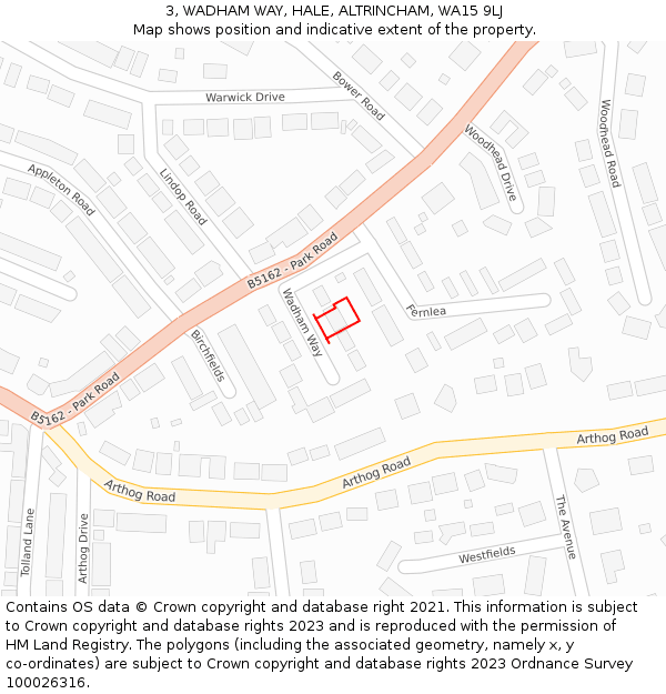 3, WADHAM WAY, HALE, ALTRINCHAM, WA15 9LJ: Location map and indicative extent of plot