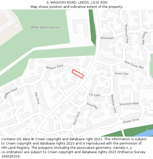 3, WAGGON ROAD, LEEDS, LS10 4GN: Location map and indicative extent of plot