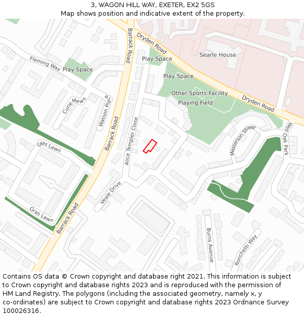 3, WAGON HILL WAY, EXETER, EX2 5GS: Location map and indicative extent of plot