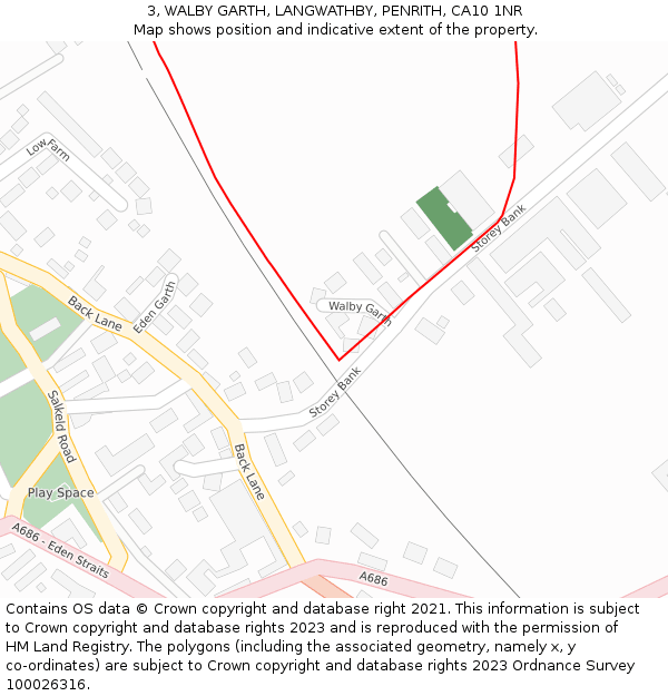 3, WALBY GARTH, LANGWATHBY, PENRITH, CA10 1NR: Location map and indicative extent of plot