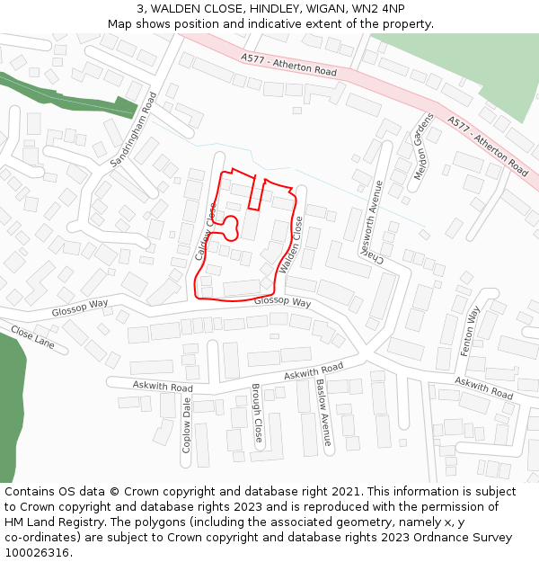 3, WALDEN CLOSE, HINDLEY, WIGAN, WN2 4NP: Location map and indicative extent of plot