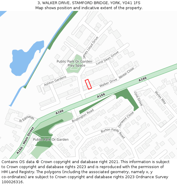 3, WALKER DRIVE, STAMFORD BRIDGE, YORK, YO41 1FS: Location map and indicative extent of plot