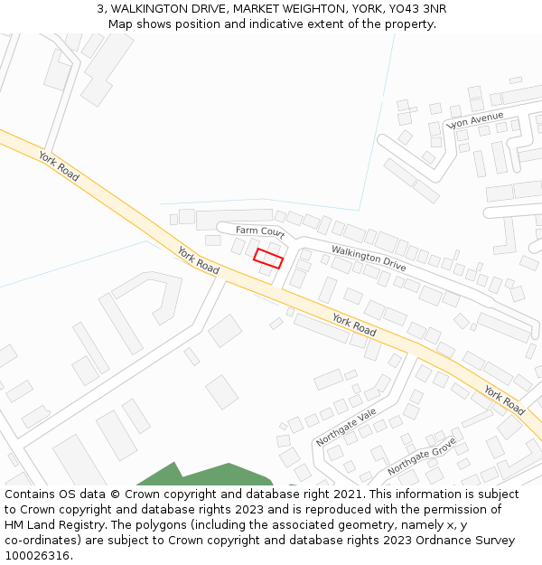 3, WALKINGTON DRIVE, MARKET WEIGHTON, YORK, YO43 3NR: Location map and indicative extent of plot