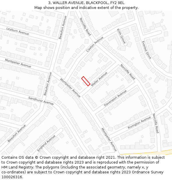 3, WALLER AVENUE, BLACKPOOL, FY2 9EL: Location map and indicative extent of plot