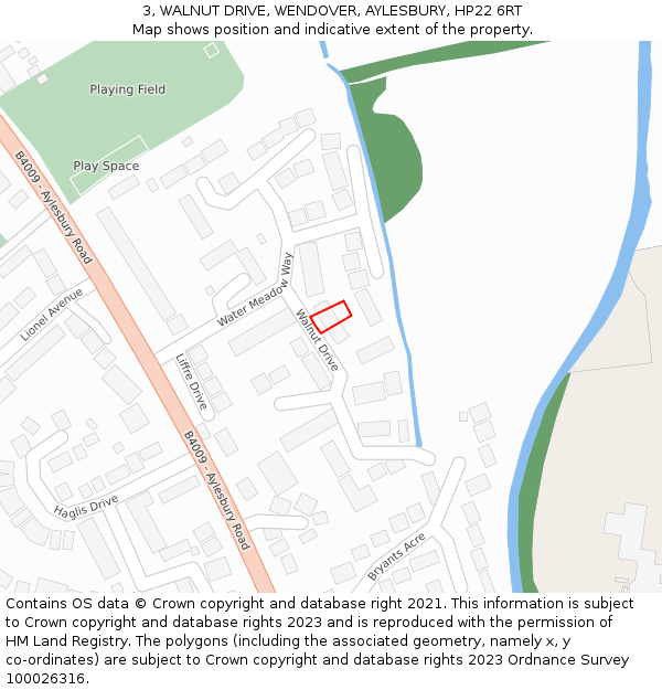 3, WALNUT DRIVE, WENDOVER, AYLESBURY, HP22 6RT: Location map and indicative extent of plot