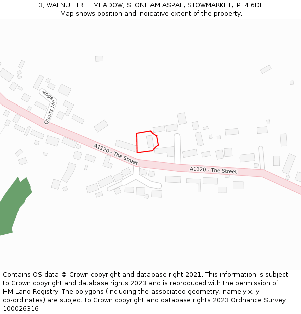 3, WALNUT TREE MEADOW, STONHAM ASPAL, STOWMARKET, IP14 6DF: Location map and indicative extent of plot