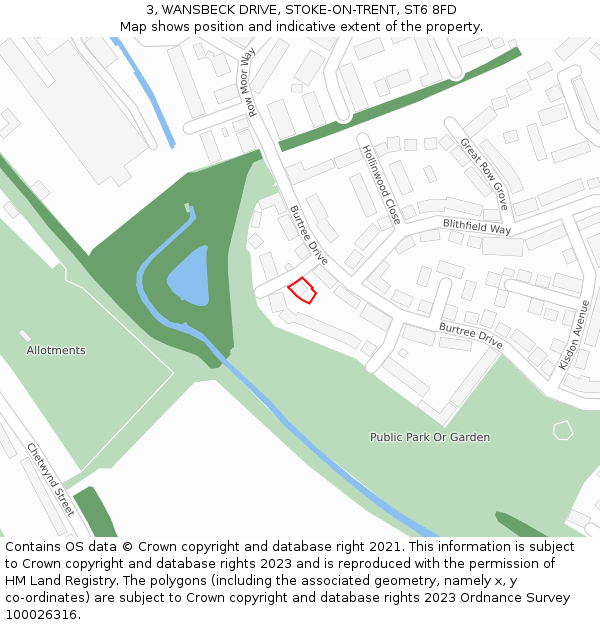 3, WANSBECK DRIVE, STOKE-ON-TRENT, ST6 8FD: Location map and indicative extent of plot