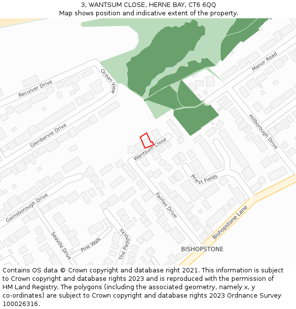 3, WANTSUM CLOSE, HERNE BAY, CT6 6QQ: Location map and indicative extent of plot
