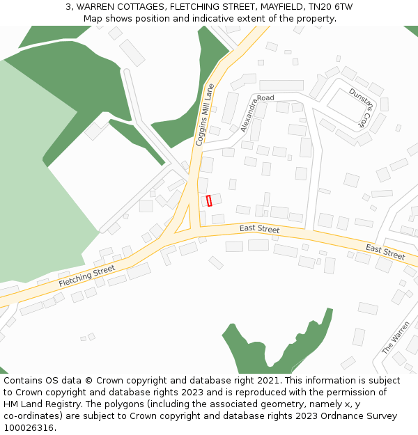 3, WARREN COTTAGES, FLETCHING STREET, MAYFIELD, TN20 6TW: Location map and indicative extent of plot