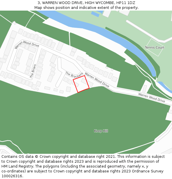 3, WARREN WOOD DRIVE, HIGH WYCOMBE, HP11 1DZ: Location map and indicative extent of plot