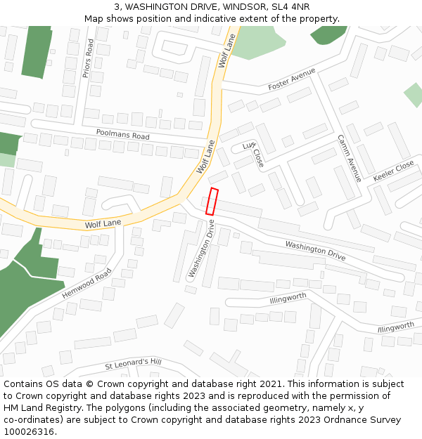 3, WASHINGTON DRIVE, WINDSOR, SL4 4NR: Location map and indicative extent of plot