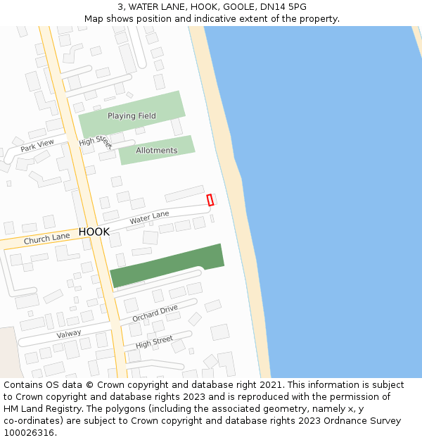 3, WATER LANE, HOOK, GOOLE, DN14 5PG: Location map and indicative extent of plot