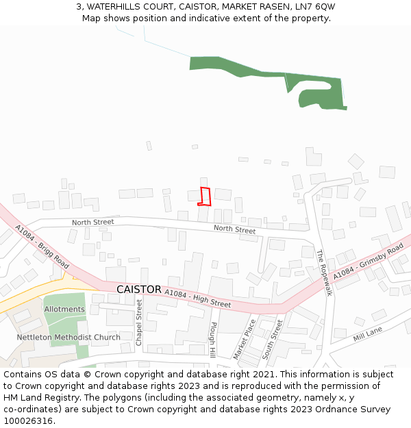 3, WATERHILLS COURT, CAISTOR, MARKET RASEN, LN7 6QW: Location map and indicative extent of plot