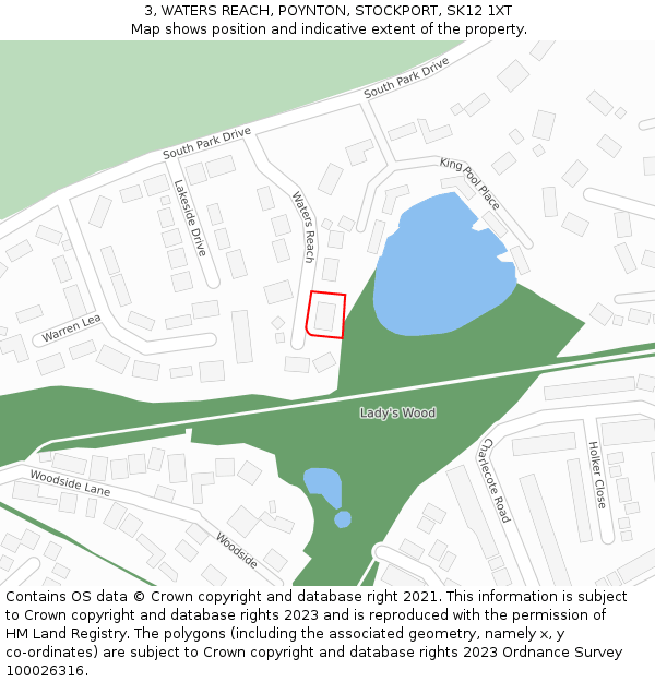 3, WATERS REACH, POYNTON, STOCKPORT, SK12 1XT: Location map and indicative extent of plot