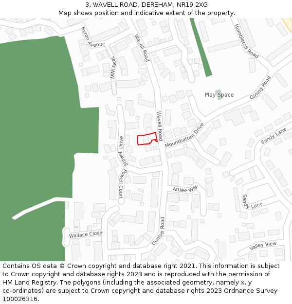 3, WAVELL ROAD, DEREHAM, NR19 2XG: Location map and indicative extent of plot