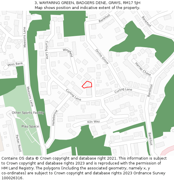 3, WAYFARING GREEN, BADGERS DENE, GRAYS, RM17 5JH: Location map and indicative extent of plot