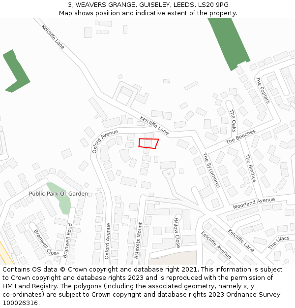 3, WEAVERS GRANGE, GUISELEY, LEEDS, LS20 9PG: Location map and indicative extent of plot