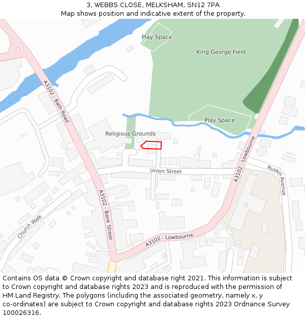 3, WEBBS CLOSE, MELKSHAM, SN12 7PA: Location map and indicative extent of plot