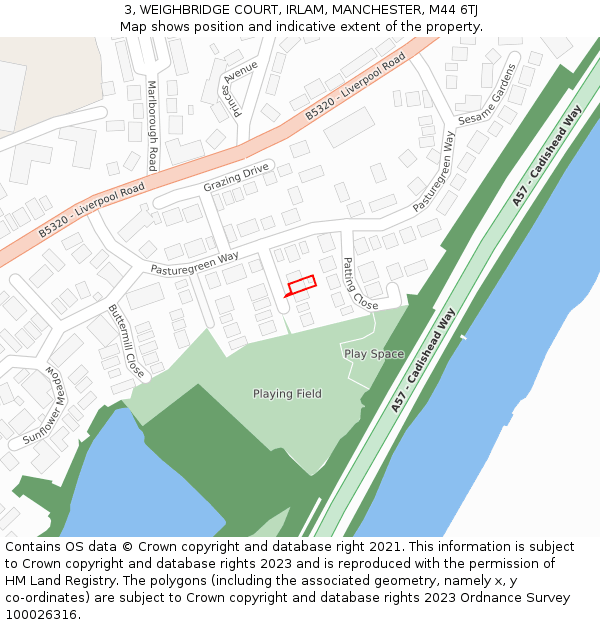 3, WEIGHBRIDGE COURT, IRLAM, MANCHESTER, M44 6TJ: Location map and indicative extent of plot