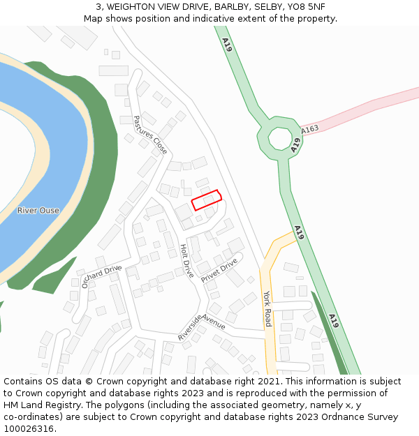 3, WEIGHTON VIEW DRIVE, BARLBY, SELBY, YO8 5NF: Location map and indicative extent of plot